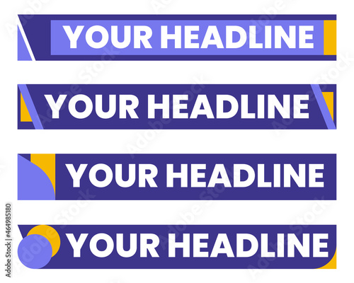 Set of lower third headline news template in flat style