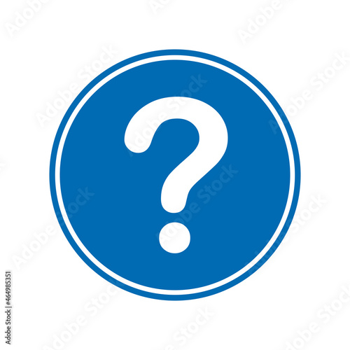 Vector FAQ (Frequently Asked Questions) symbol. Blue circle with question mark. Isolated on white background. 