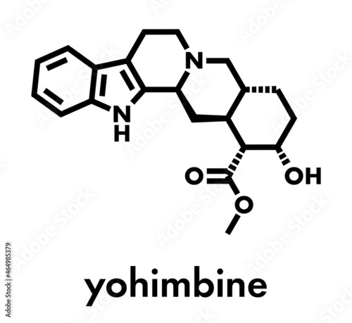 Yohimbine alkaloid molecule. Used as aphrodisiac drug. Skeletal formula.