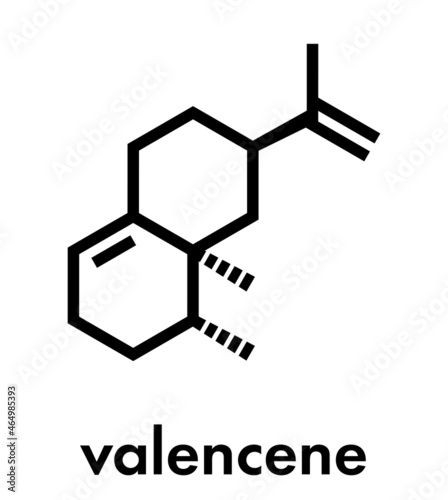 Valencene citrus fruit aroma molecule. Skeletal formula.
