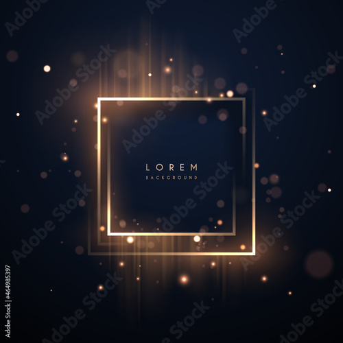Abstract golden light square frame template photo