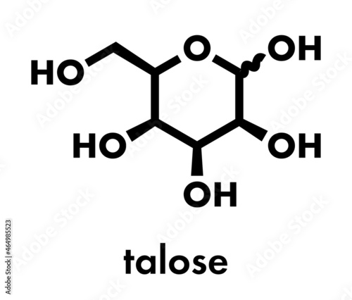 Talose sugar molecule (alpha-D-talopyranose). Skeletal formula.