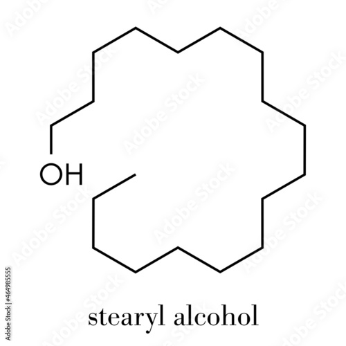 Stearyl alcohol molecule. Constituent of cetostearyl alcohol (cetearyl alcohol, cetylstearyl alcohol). Skeletal formula. photo