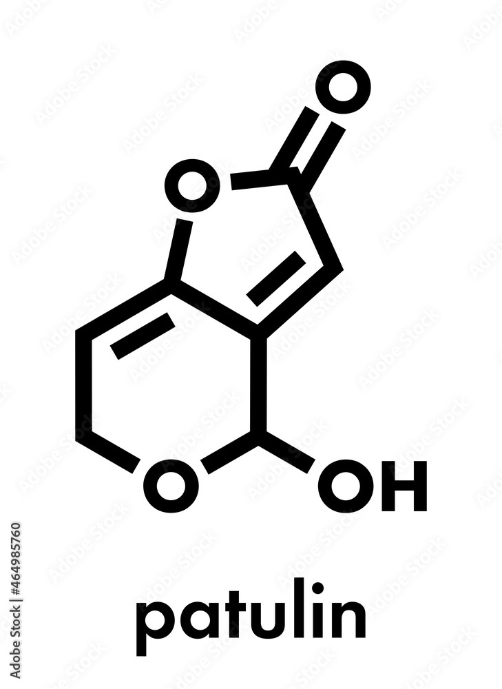 Patulin mycotoxin molecule. Skeletal formula.