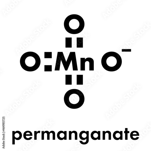 Permanganate anion, chemical structure. Skeletal formula.