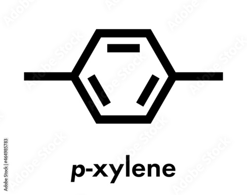 Para-xylene (p-xylene) aromatic hydrocarbon molecule. Skeletal formula.