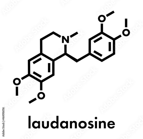 Laudanosine papaver alkaloid molecule. Skeletal formula.
