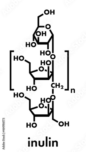 Inulin, chemical structure. Sweet, indigestible carbohydrate, present in chicory and number of other plants. Skeletal formula.
