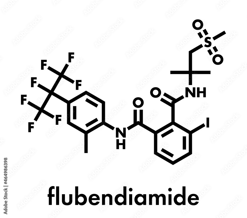 flubendiamide insecticide molecule (ryanoid class). Skeletal formula.