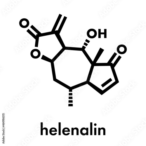 Helenalin sesquiterpene lactone molecule. Toxin found in Arnica montana. Skeletal formula. photo