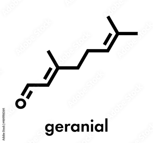 Geranial lemon fragrance molecule. Skeletal formula.