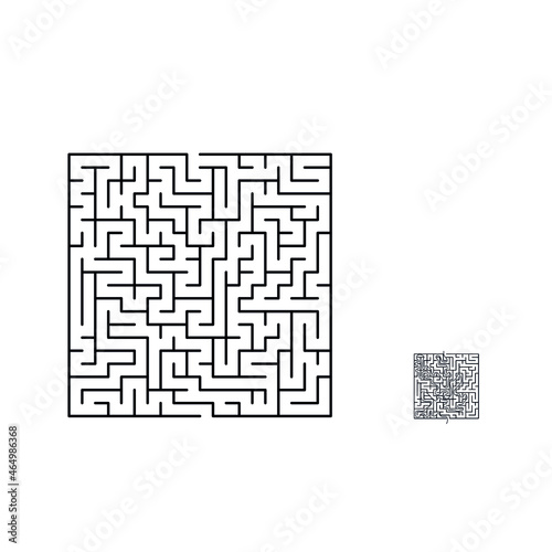 Vector Square Maze - Labyrinth with Included Solution in Balck & Red. Funny & Educational Mind Game for Coordination, Problems Solving, Decision Making Skills Test.
