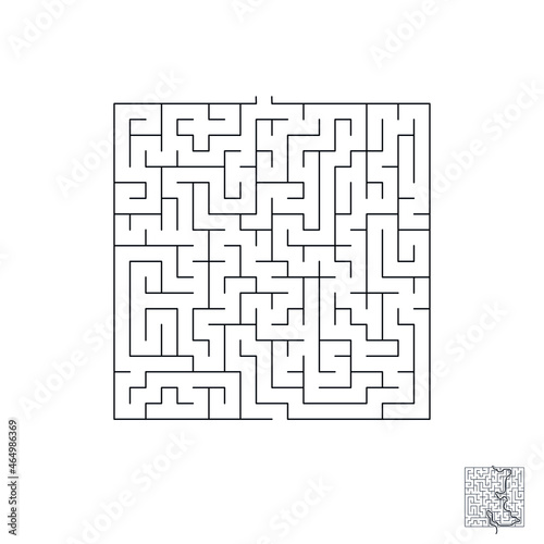 Vector Square Maze - Labyrinth with Included Solution in Balck & Red. Funny & Educational Mind Game for Coordination, Problems Solving, Decision Making Skills Test.
