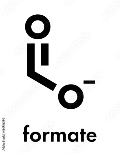 Formate anion, chemical structure. Skeletal formula.