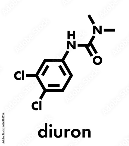 Diuron (DCMU) herbicide molecule. Skeletal formula.