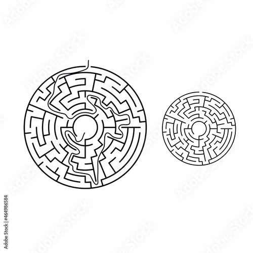 Vector Square Maze - Labyrinth with Included Solution in Balck & Red. Funny & Educational Mind Game for Coordination, Problems Solving, Decision Making Skills Test.