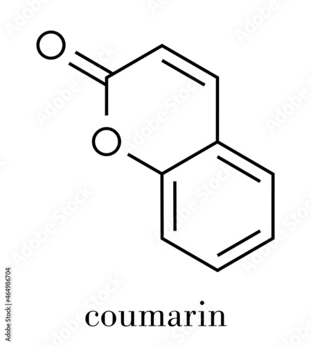 Coumarin herbal fragrant molecule. Responsible for the scent new-mown hay. Skeletal formula. photo