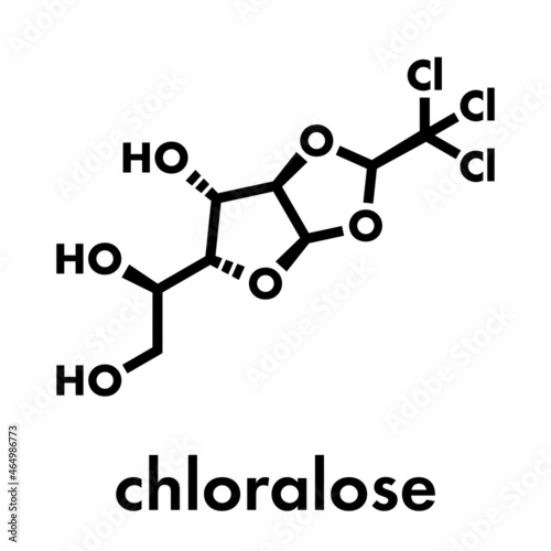 Chloralose rodenticide molecule. Skeletal formula. photo