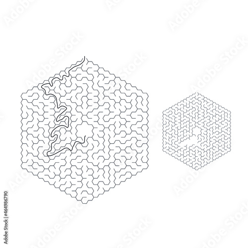 Vector Square Maze - Labyrinth with Included Solution in Balck & Red. Funny & Educational Mind Game for Coordination, Problems Solving, Decision Making Skills Test.