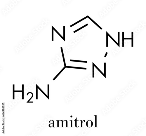 Amitrol (3-Amino-1,2,4-triazole, 3-AT) herbicide molecule. Skeletal formula.
