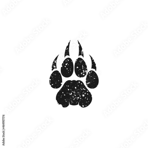 grunge black tiger trace silhouette. Vector flat illustration. Scratched Wild beast paw footprint