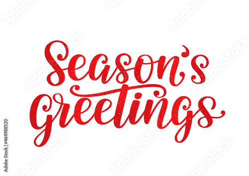 Season's greetings hand-sketched lettering quote isolated on white. Season's greeting typography poster as holidays design.