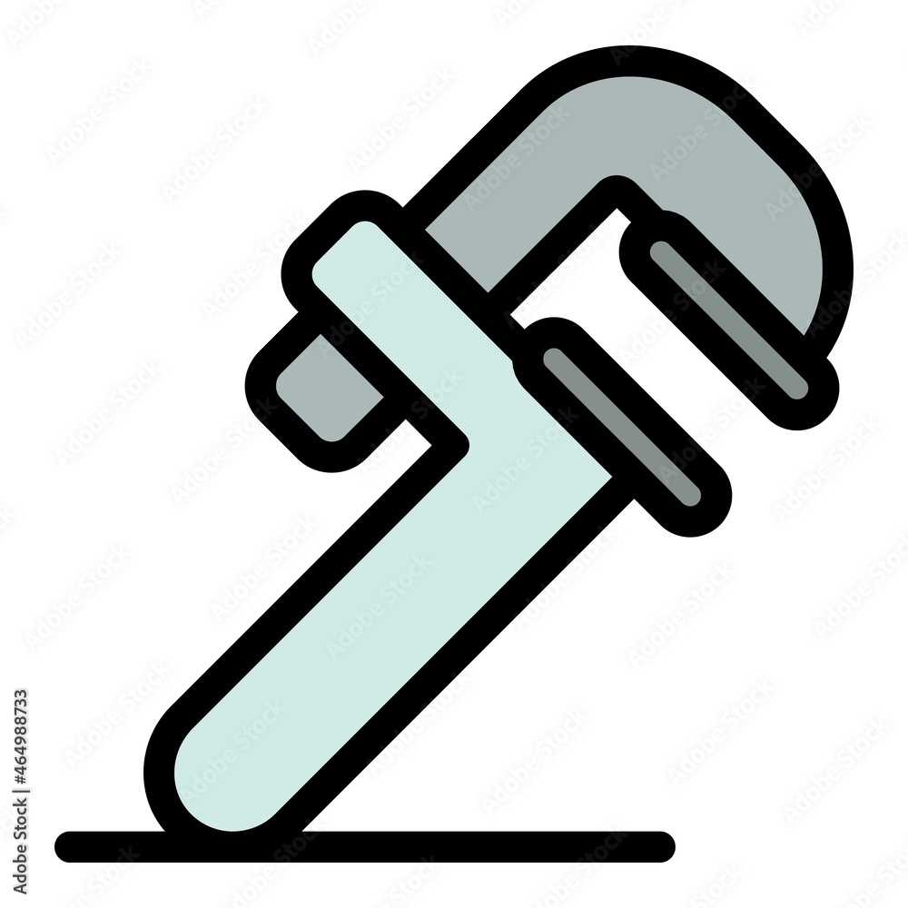 Adjustable wrench icon. Outline adjustable wrench vector icon color flat isolated