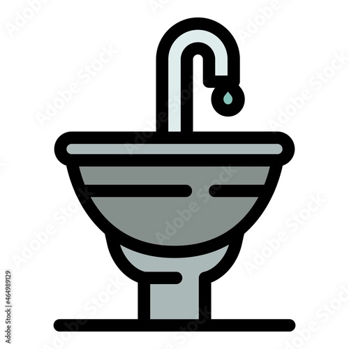 Washbasin icon. Outline washbasin vector icon color flat isolated