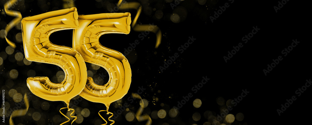 Golden balloons with copy space - Number 55 Golden balloons with copy space - Number 55