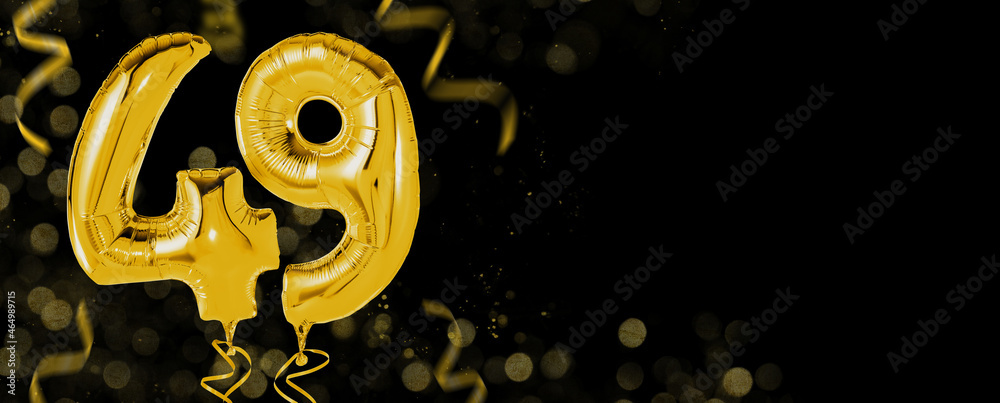 Golden balloons with copy space - Number 49 Golden balloons with copy space - Number 49