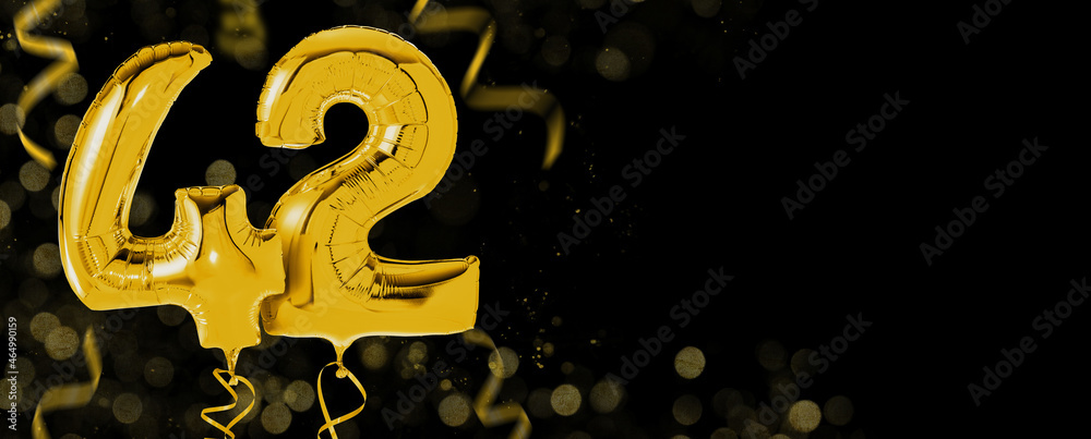 Golden balloons with copy space - Number 42 Golden balloons with copy space - Number 42