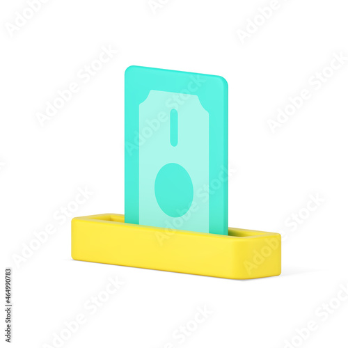 Receiving money from an ATM 3d icon vector illustration