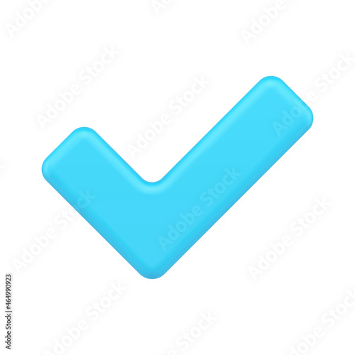 Blue check mark consent 3d icon vector illustration