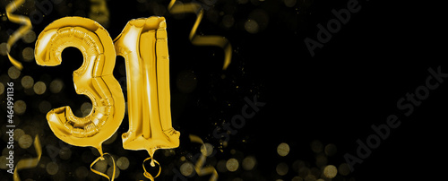 Golden balloons with copy space - Number 31 photo
