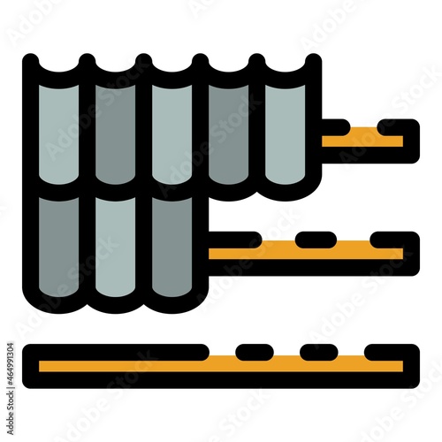 Laying roof tiles icon. Outline laying roof tiles vector icon color flat isolated