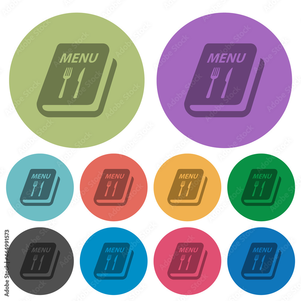 Fototapeta premium Menu with fork and knife color darker flat icons