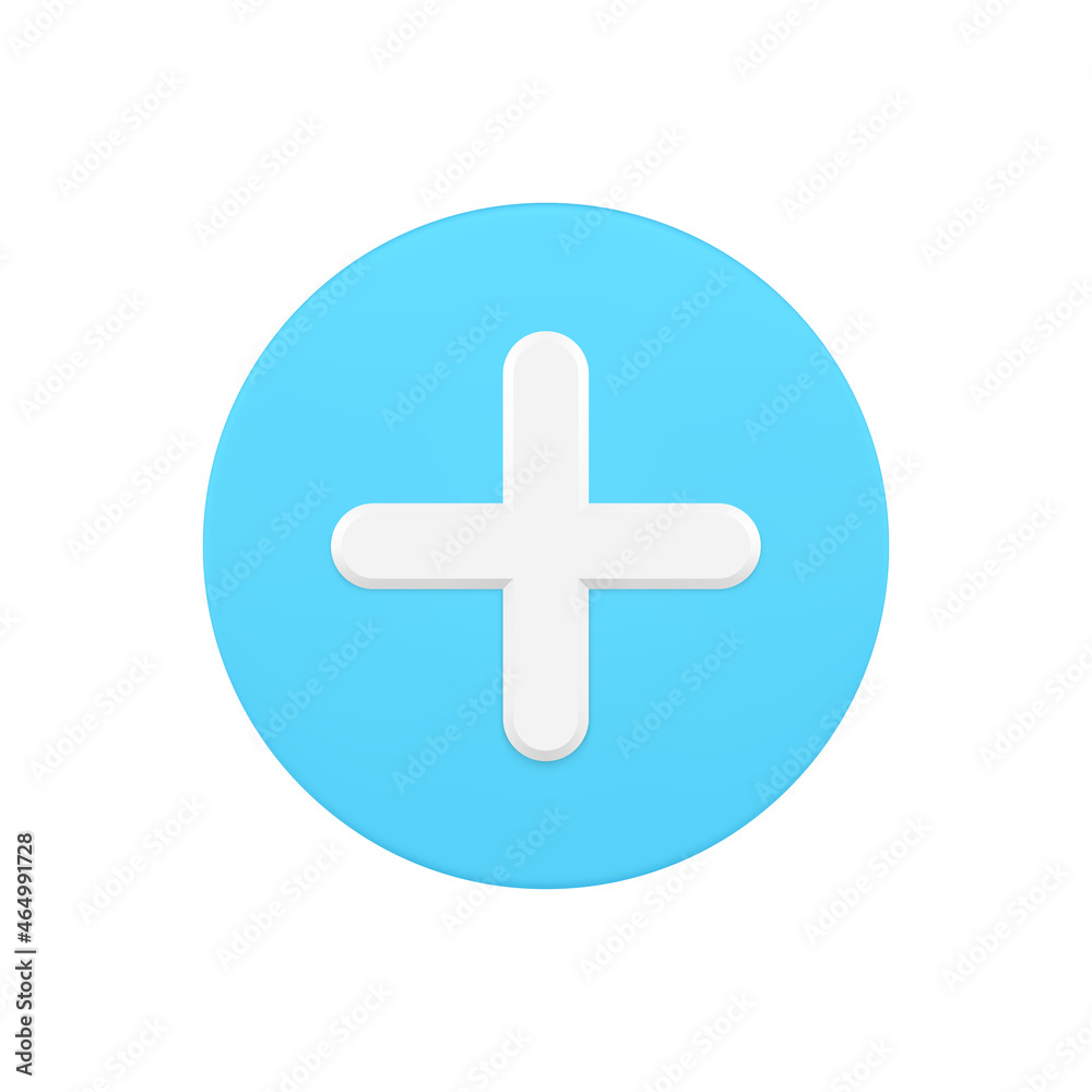 Navigation button plus 3d blue icon vector illustration