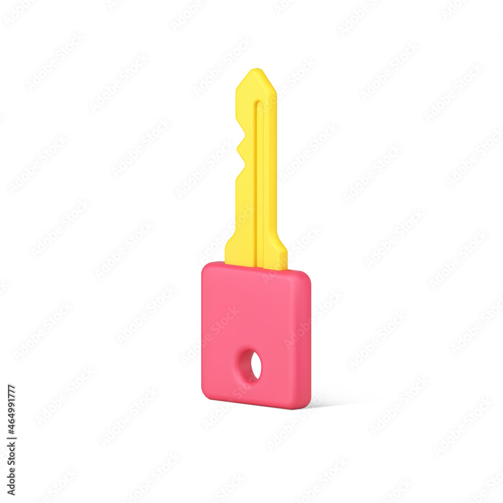 Pink key with shadow 3d icon vector illustration Pink key with shadow 3d icon vector illustration
