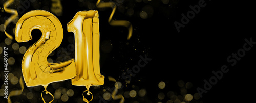 Golden balloons with copy space - Number 21 photo