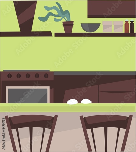 Contemporary kitchen with furniture and decor