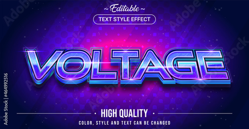 Editable text style effect - Voltage text style theme.