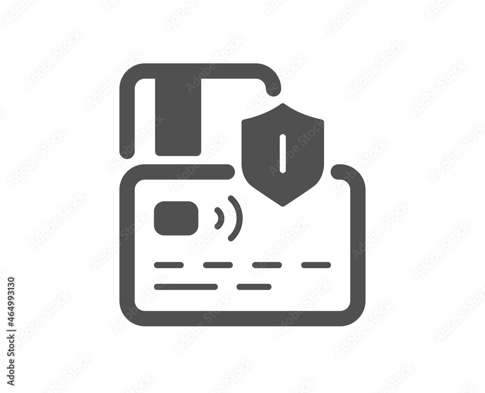 Credit card icon. Bank money payment sign. Shield protection symbol. Classic flat style. Quality design element. Simple card icon. Vector Credit card icon. Bank money payment sign. Shield protection symbol. Classic flat style. Quality design element. Simple card icon. Vector