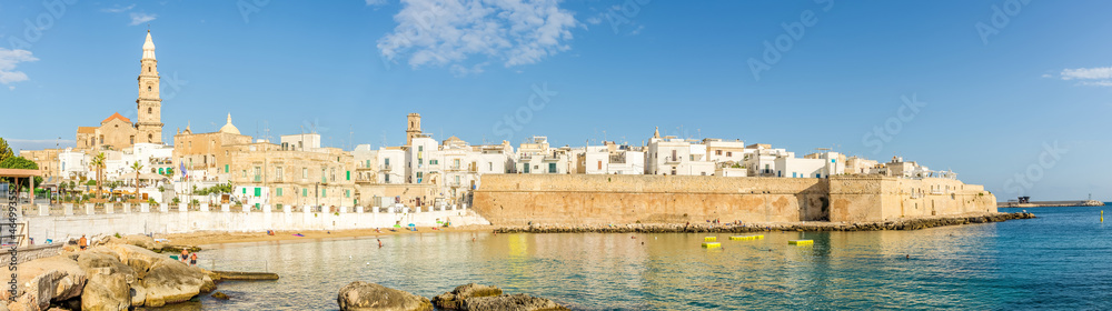Panoramic view at the Monopoli from the city beach of Cala Porta Vecchia - Italy