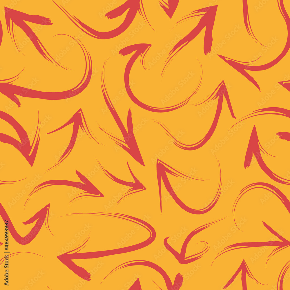 Arrows pattern. Seamless textile design projects with grunge curved arrows painted lines garish vector template Arrows pattern. Seamless textile design projects with grunge curved arrows painted lines garish vector template