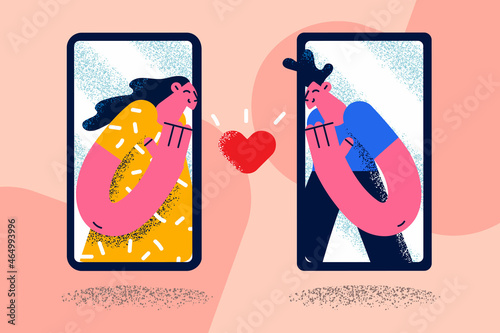 Online dating and love concept.