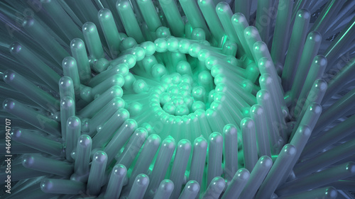 Bluish-green helix form 3D ...