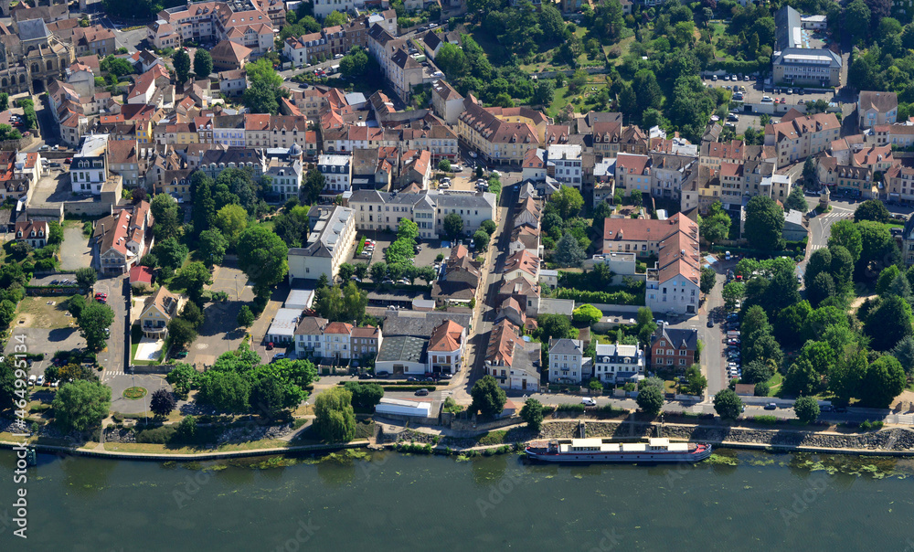 Triel sur Seine, France - july 7 2017 : aerial picture of the town