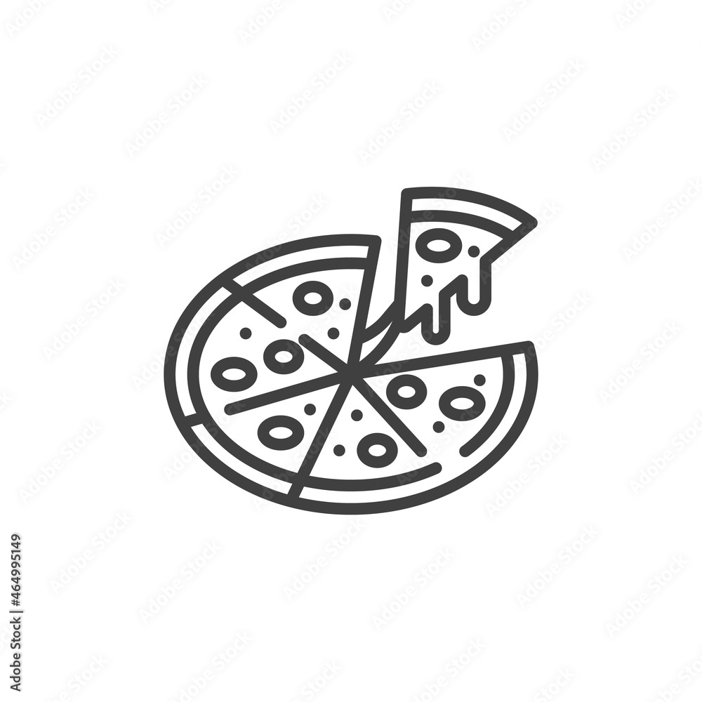 Whole pizza line icon Whole pizza line icon