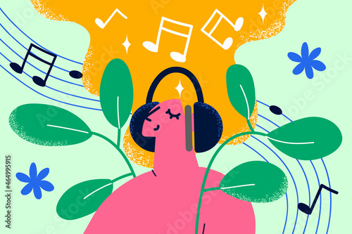 Enjoying listening to music concept.