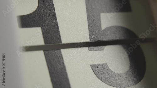 Close-up shot of numbers of date on flip calendar clock photo